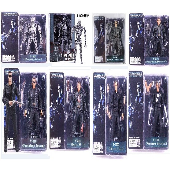 Premium-Terminator Movie Collectible T-800 Skeleton & T-1000 Model Figure Set - Arnold Action รูปปั้