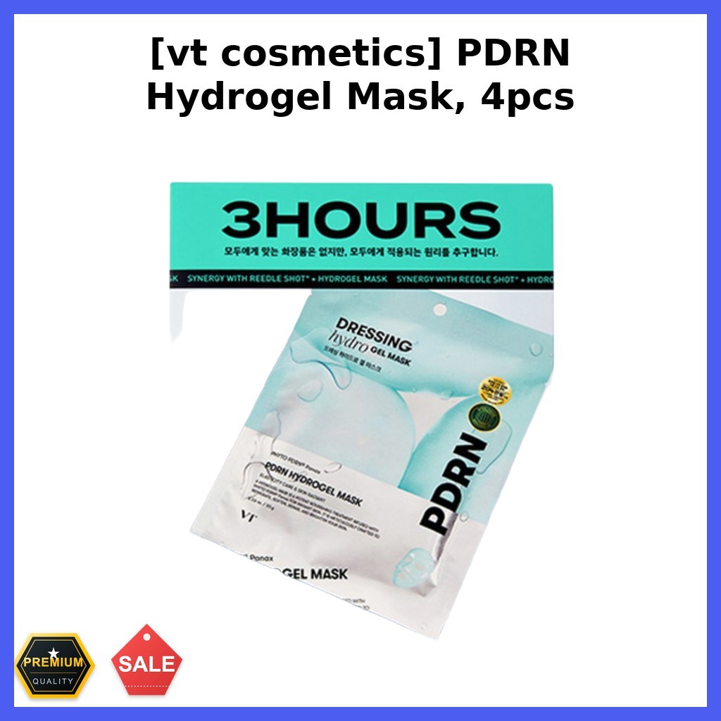 VT COSMETICS [vt เครื่องสําอาง] PDRN Hydrogel Mask, 4pcs / Korean Hydrogel Mask / Intensive Moisture