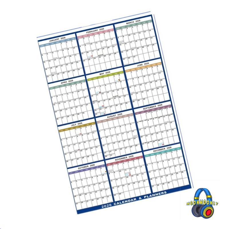 MOON 2026 Wall Calendar Planner 2026 Yearly Planner ปฏิทินลบได้ 59x88 ซม.