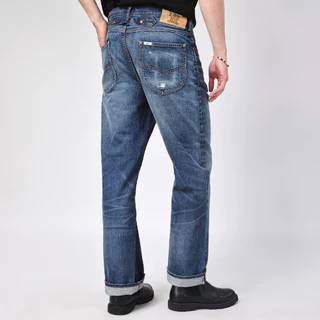 LEE กางเกงยีนส์ (ริมน้ำเงิน) Selvedge 8 years Wash Jouney คอลเลคชั่น 101 เอวสูงทรงกระบอก รุ่น LE S126MRETN04 สียีนส์อ่อน