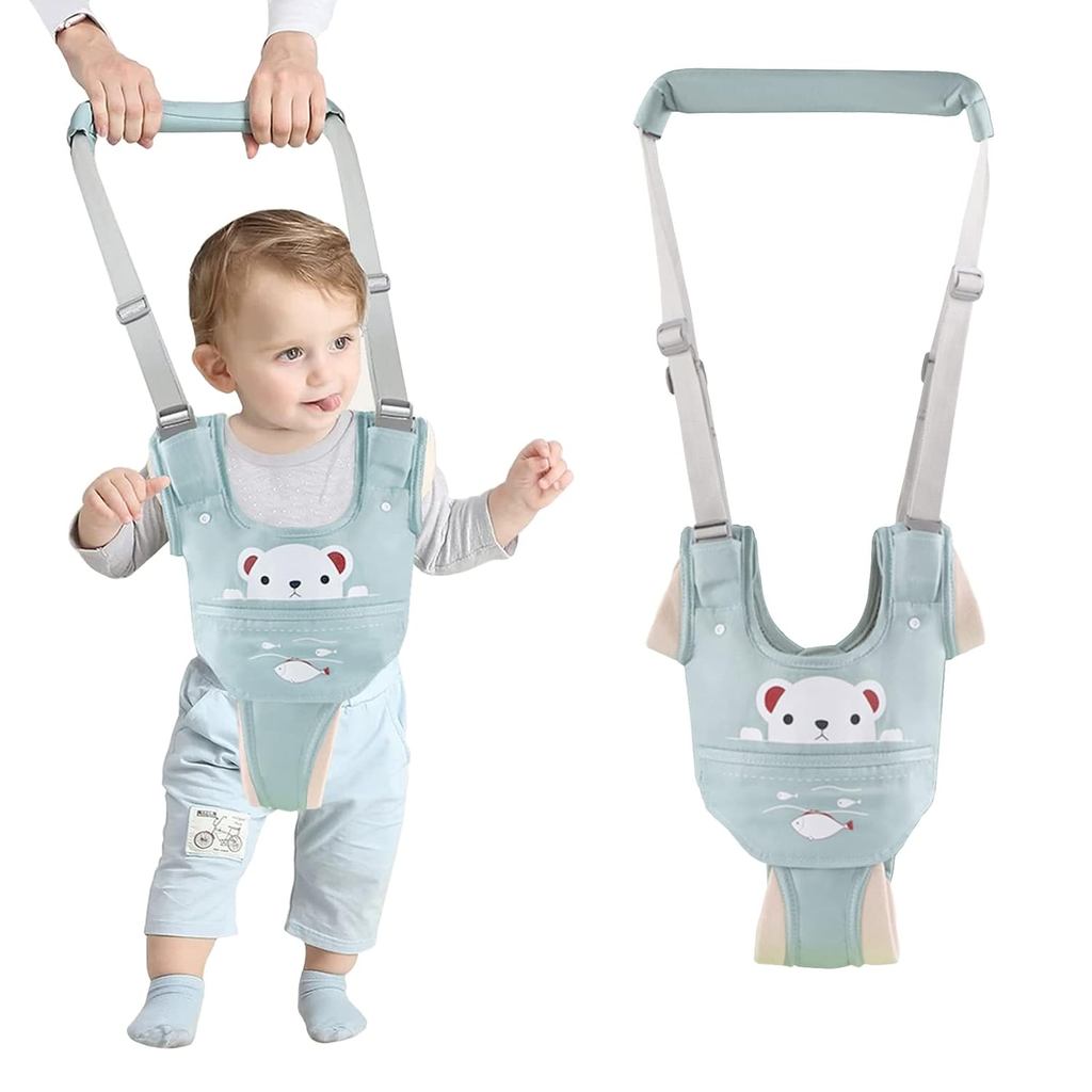 BabyWalkingHarnessHandheldBabyWalkerAssistantBeltAdjustableToddlerWalkingHeadwearerwithDetachableCro