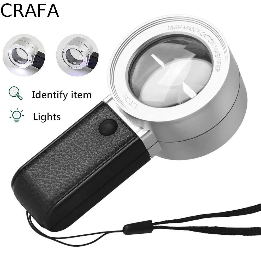 CRAFA 30X แว่นขยาย, 4 ไฟ LED แว่นตามือถือแว่นขยาย, แบบพกพา Double Llayer HD เลนส์ Loupe ขยายอ่านหนังสือเครื่องประดับ Loupe แก้ว