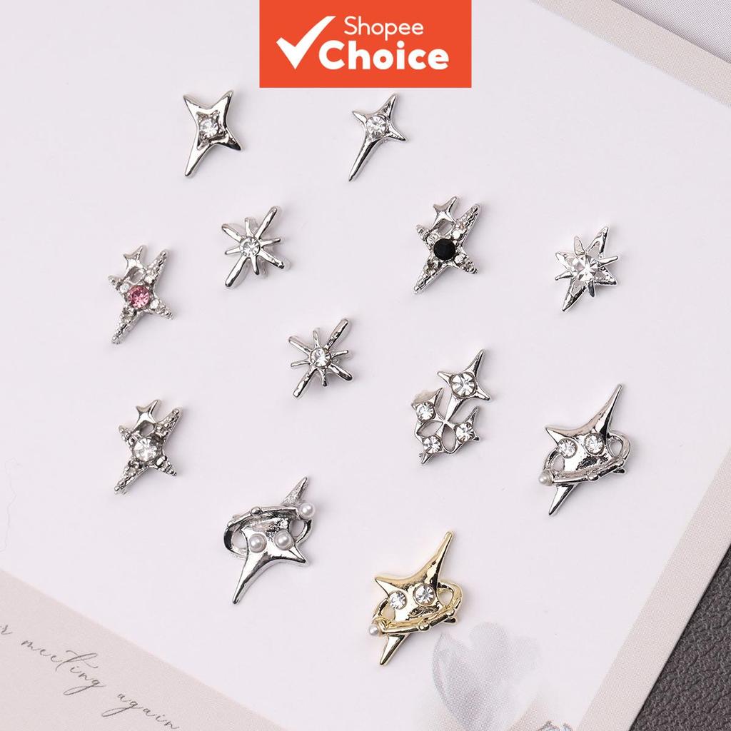 20 ชิ้น ดาวกระจายอัลลอยด์ อุปกรณ์แต่งเล็บ ด้านหลังแบน สําหรับตกแต่งเล็บ DIY