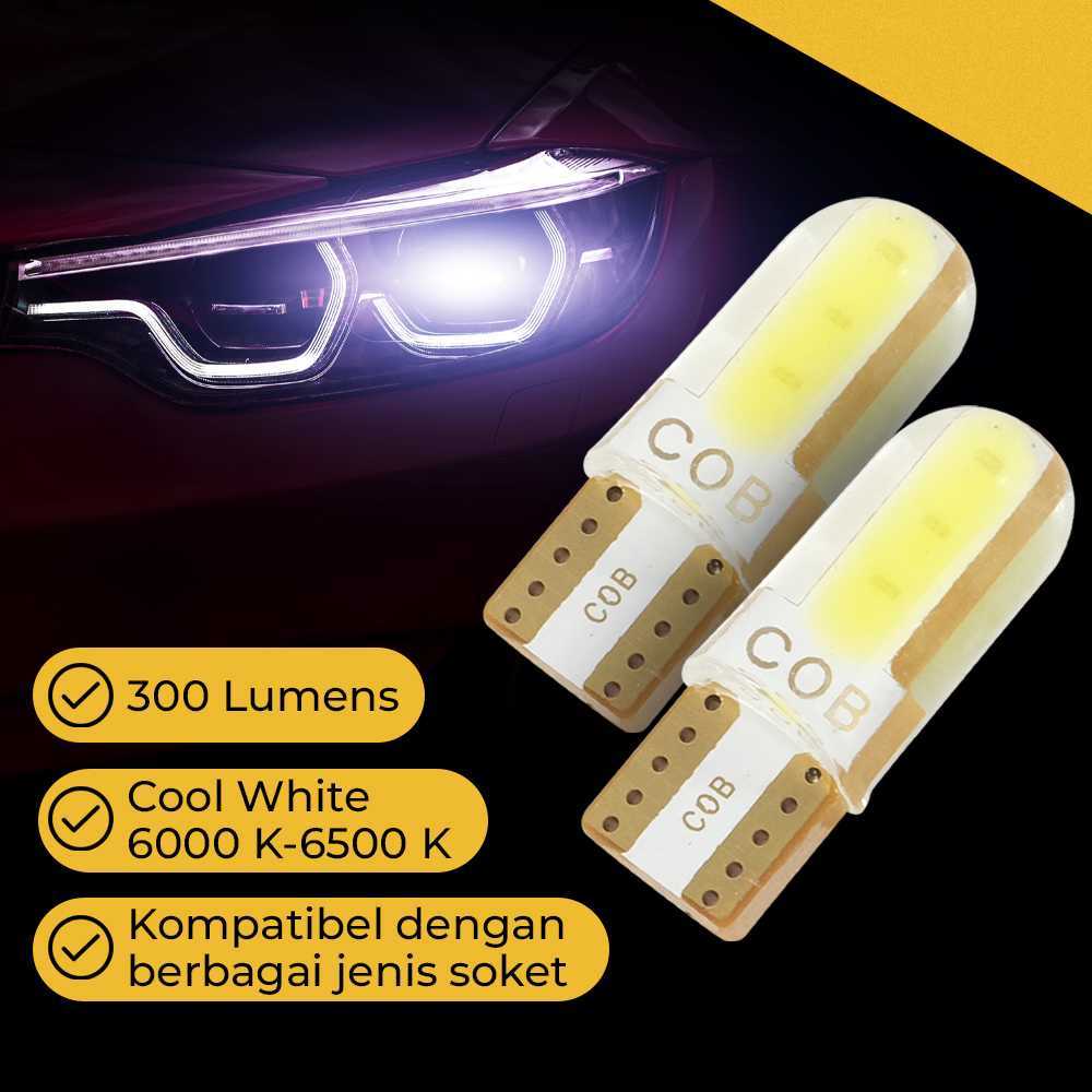 TASTYSTTR COB ไฟหน้า LED T10 W5W Cool White 1W 12V 2 ชิ้น - T10-W5