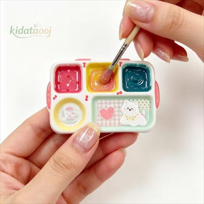 [KIDA] Mini Nail Art Mixing Palette แบบพกพา Multi-Grid Anti-Slip Base Gel ถาดผสมสําหรับ Salon Home Travel Use