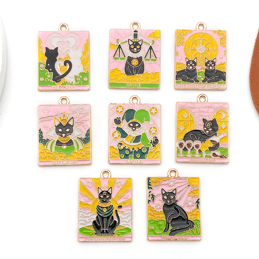 Cross-Border Tarot ยี่ห้อแมวดําสร้อยคอจี้ diy จี้อุปกรณ์เสริมเครื่องประดับโลหะผสมหยดน้ํามันพวงกุญแจก
