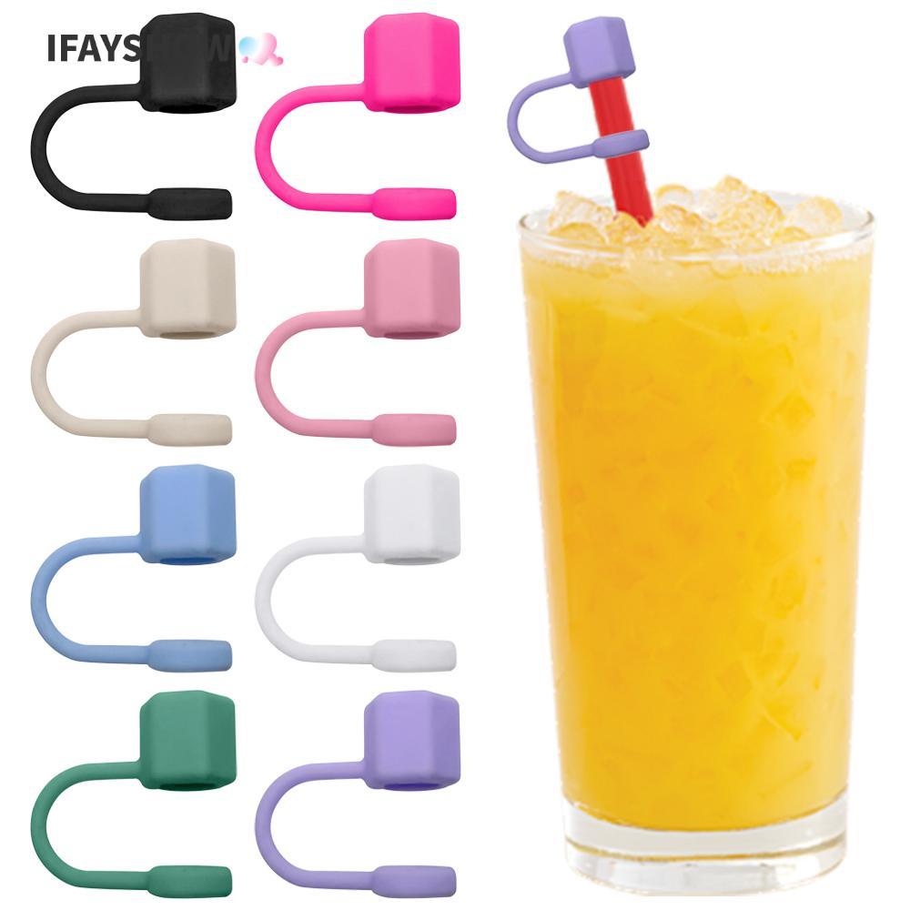 IFAYSHOW หมวกฟางถั่วหกเหลี่ยม, ฝาครอบฟางป้องกันน้ํากระเซ็นซิลิโคน, อุปกรณ์ท็อปเปอร์ฟางกันฝุ่นดื่มแบบใช้ซ้ําได้
