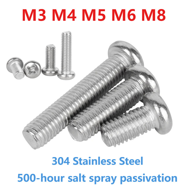 M3 M4 M5 M6 M8 304 สแตนเลส 500 ชั่วโมงสเปรย์เกลือผ่าน Cross Phillips Pan หัวสกรู Round Bolt YB818 5 