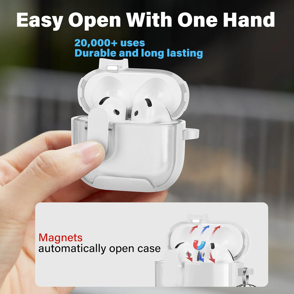 ใช้ได้กับ AirPod 5/4/ 4 ANC มีแม่เหล็ก ล็อกความ Magnetic Flip-Open Case พร้อมขาตั้ง Airpods Gen 5/4 