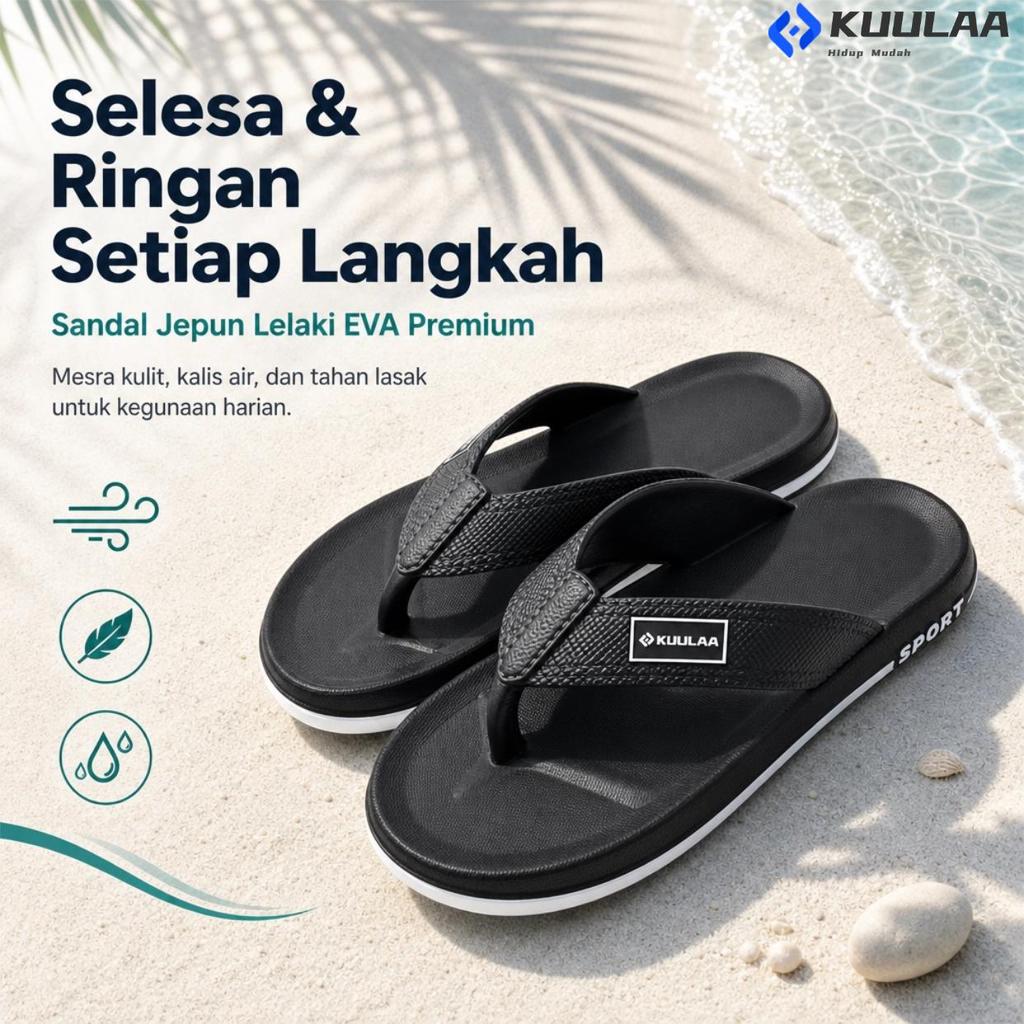 KUULAA รองเท้าแตะผู้ชายผู้หญิงรองเท้าแตะสีเขียวสีดํารองเท้าแตะ EVA Premium สําหรับ Harian Rumah