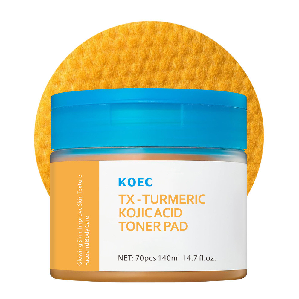 KOEC Kojic Acid Turmeric ทําความสะอาดผ้าฝ้ายแผ่น 70 ชิ้นขายร้อน TX-Turmeric Kojic Acid Pad