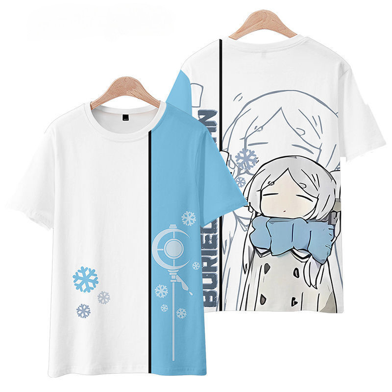 เสื้อยืด คอกลม แขนสั้น พิมพ์ลายกราฟฟิคอนิเมะ Frieren: Beyond Journey's End  แฟชั่นฤดูร้อน สําหรับผู้