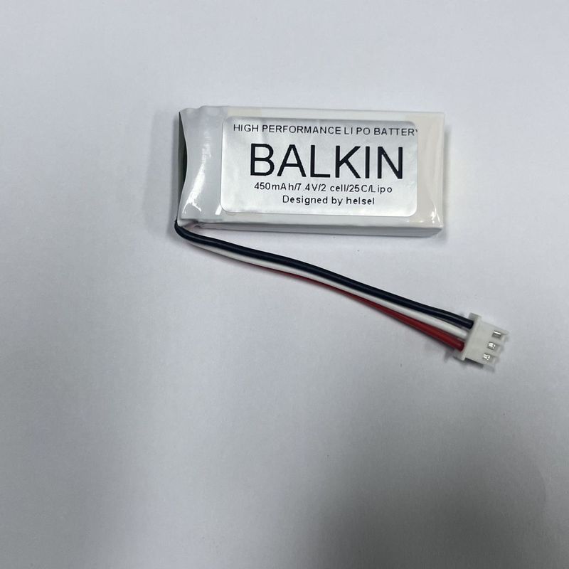 รุ่นเครื่องบินแบตเตอรี่ลิเธียมฟุตบอลเฉพาะแบตเตอรี่ลิเธียม 450mAh2S7.4V แบตเตอรี่ลิเธียม102545