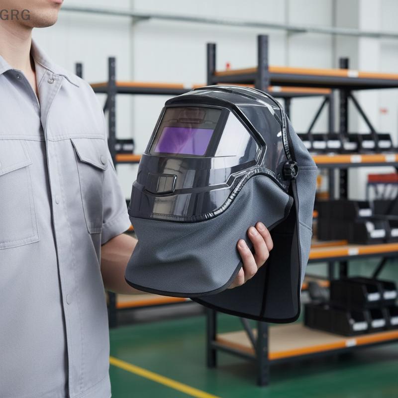 [GRG] Weld Helmet Cover & Bib Protector 1 Set Oil Proof Press Fit Seal Welding Accessory for Shipbuilding Welding Site Construction Work [TH]