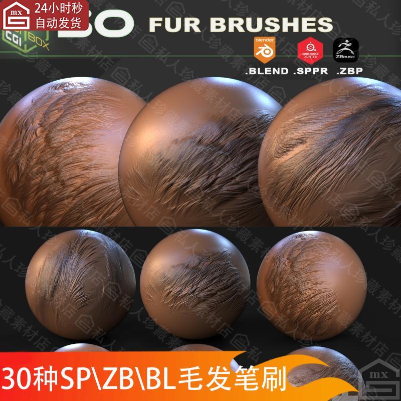 Zbrush Fur Brush PS Hair Feather แกะสลักแปรง zbp