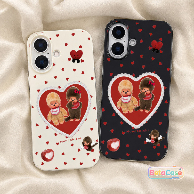 เคสโทรศัพท์มือถือลาย Monchchi รูปหัวใจลายจุดน่ารัก iPhone 17Pro/16/15/14/13/12/11/ProMax/7/8Plus/XS/XR