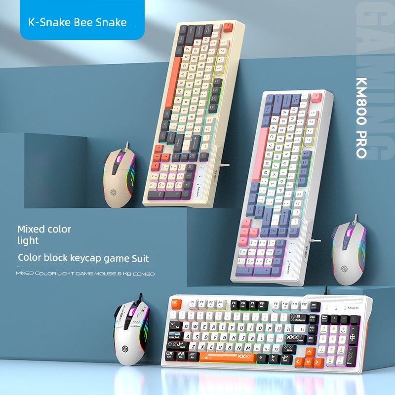 penguin keyboard wiggle keyboard Viper KM800 Pro Mechanical Feel คีย์บอร์ดเกมชุดเมาส์แล็ปท็อปสํานักง