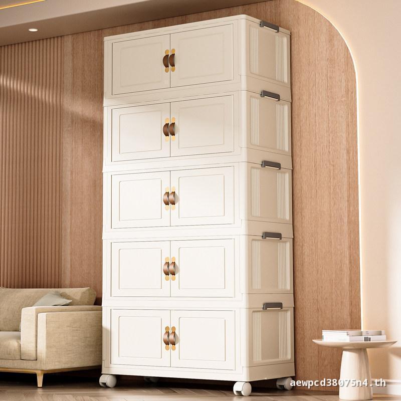 ตู้เก็บของ ตู้เก็บของ Locker Locker กล่องพลาสติกในครัวเรือนแบบพับได้ติดตั้งฟรีหลายชั้นห้องนอนห้องนั่