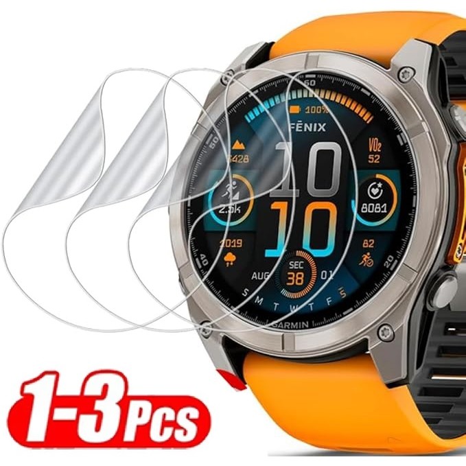 3Pcs Ultra HD Hydrogel Soft Film Clear นาฬิกาป้องกันหน้าจอสําหรับ Garmin Fenix E 47 มม.Chronos Soft ฟิล์มสําหรับ Garmin Fenix 8 7X 7S 7 6X 6 Pro Solar Sapphire 5X 5 Plus 3 HR