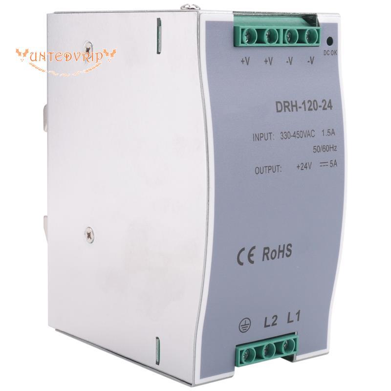 [Quick U]DRH-120-24 Switching Power Supply 380AC 120W เอาต์พุตเดี่ยว 24V Industrial Din Rail Power S
