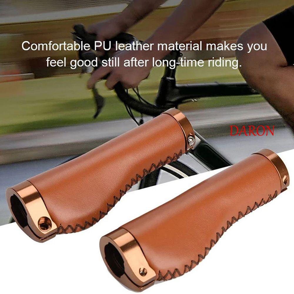 DARON จักรยาน Cowhide Grips MTB Cuffs Mountain ล็อคบน MTB Handlebar ฝาครอบ Vintage จักรยาน Handle Gr