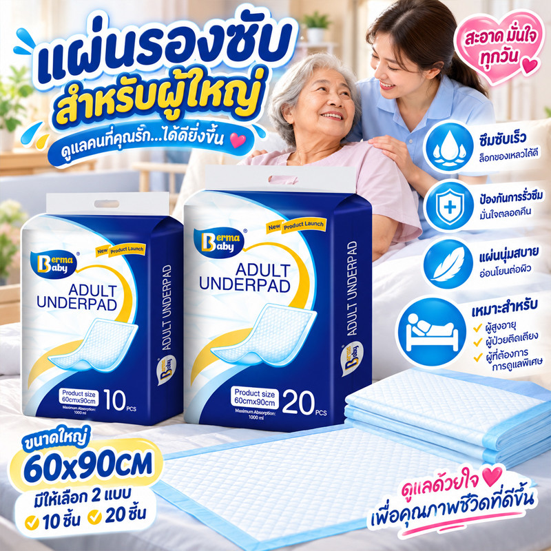 20/40/60ชิ้น แผ่นรองซับ แผ่นเสริมซึมซับ ดูดซึมได้รวดเร็ว bed sheet（60*90 ซม）
