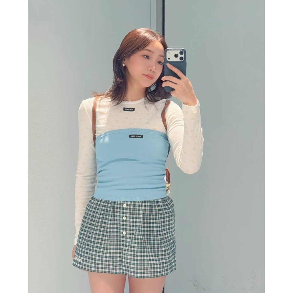 1: 1 Scale 丨 M1u Logo Letter Short Tube Top Vest Girl Vitality Wear Item ง่ายต่อการรับ