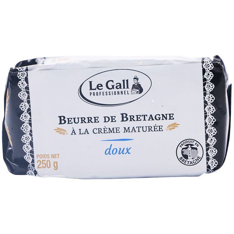 เลอแกลเนยสไลท์ลีบริตทานีชนิดจืด 250กรัม Le Gall Slightly Unsalted Brittany Butter 250g. [หมายเลขบาร์โค้ด 3274932102003 ]