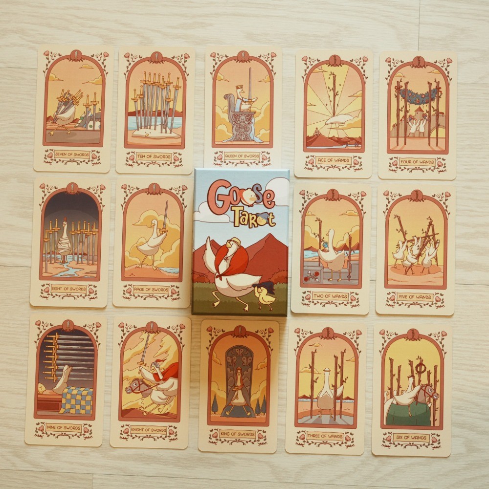 น่ารัก Goose Tarot สัตว์ Tarot Deck Kawaii 78 ชิ้นในกล่อง 12*7 ซม