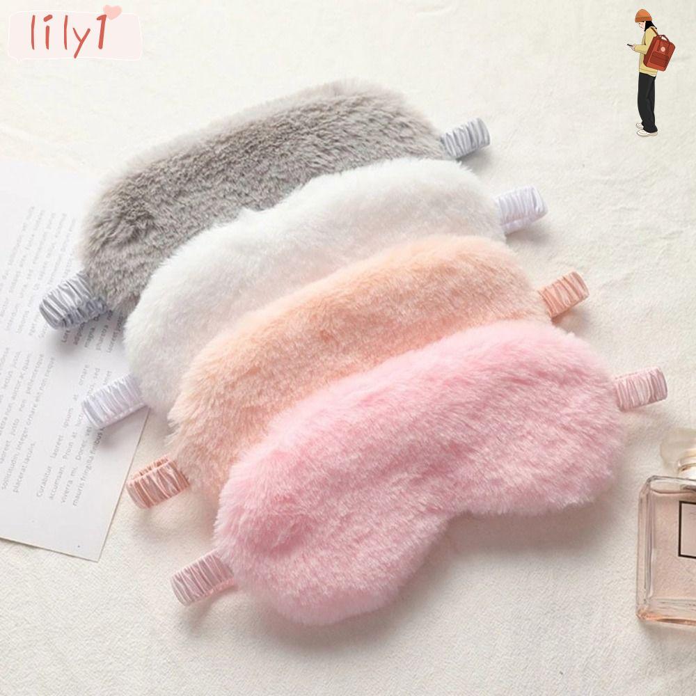LILY Sleeping , Cute Faux Rabbit Fur Cloud Eye Cover, Soft Plush Sleeping Blindfold