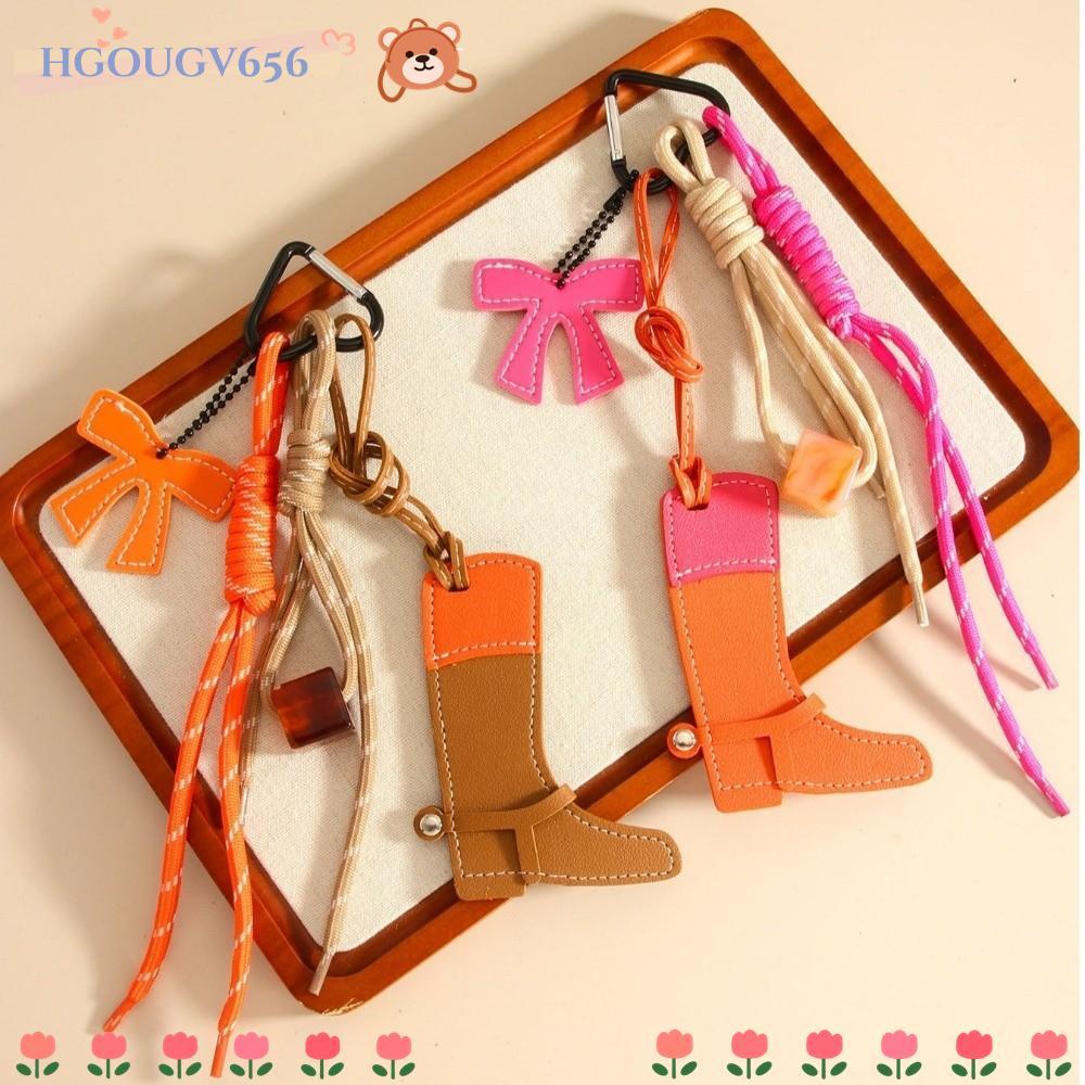 HGOUGVT Boot จี้, Western สไตล์หลากสี Boot Bag Charm, Vintage ยาวความยาวโบว์รายละเอียดลูกปัดออกแบบ P