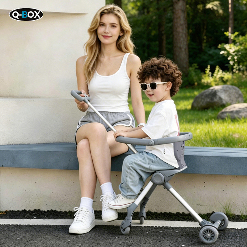 QBOX รถเข็นเด็กน้ำหนักเบาพิเศษแบบพับได้สำหรับการท่องเที่ยว พกพาสะดวกสำหรับการเดินทางแบบครอบครัว ใช้เ