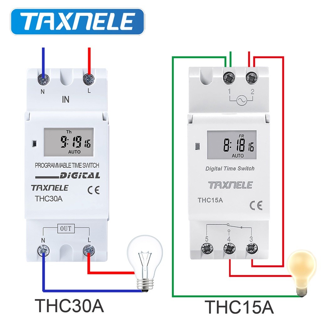 Taxnele รายสัปดาห์ 7 วัน Programmable Din Rail Digital TIME SWITCH รีเลย์จับเวลา THC15A THC30A