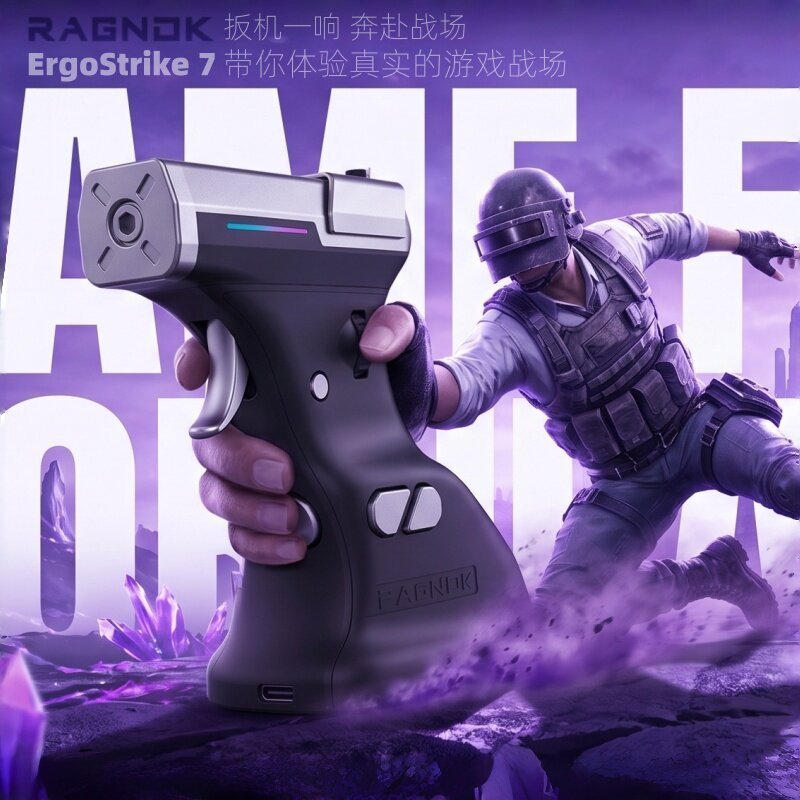R RAGNOK ErgoStrike 7 Gun Type FPS Gaming Mouse เบาะหลังจริง Rebate PAW3395 26,000dpi สามโหมดไร้สายส