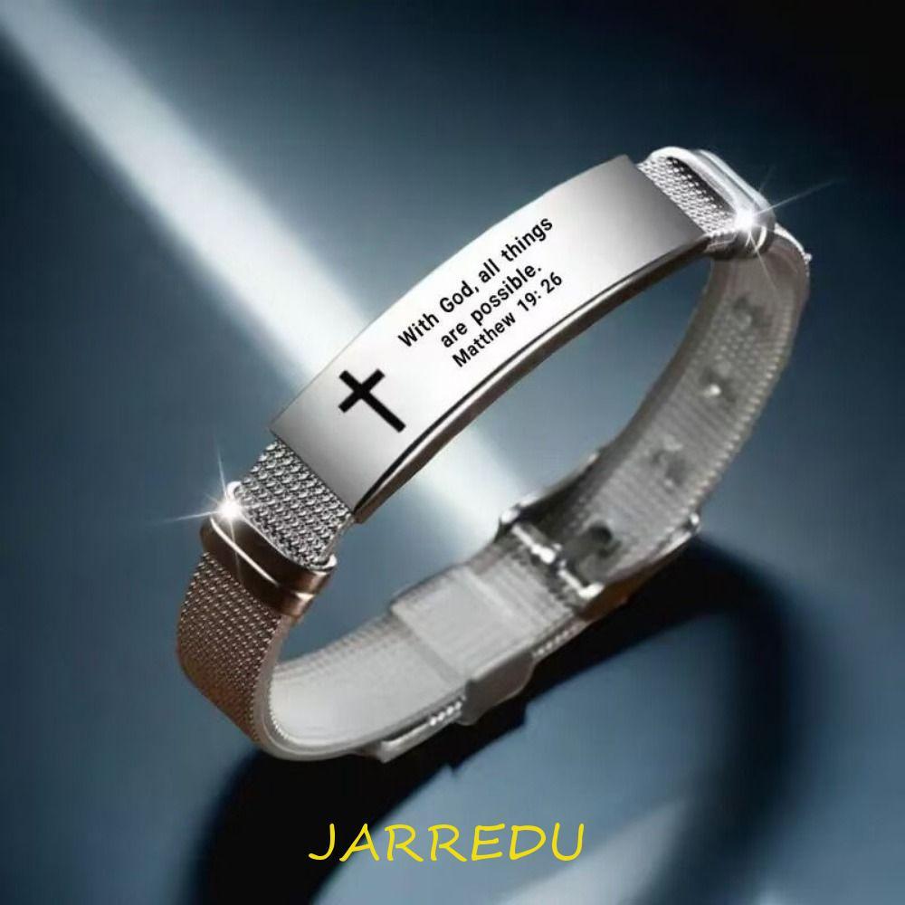 JARREDU คําคมสร้างแรงบันดาลใจ Braclets,เงินสแตนเลส/PVC Family Friendship Bracelet, Simple Bible Vers
