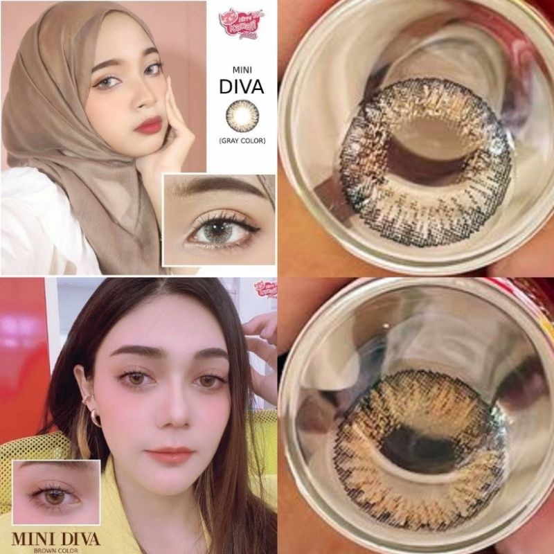 คอนแทคเลนส์ มี อย.ไทย แต่งหน้า เจ้าสาว ออกงาน รุ่น Mini Diva สีเทา/ตาล Gray/Brown มีค่าสายตาปกติ (0.