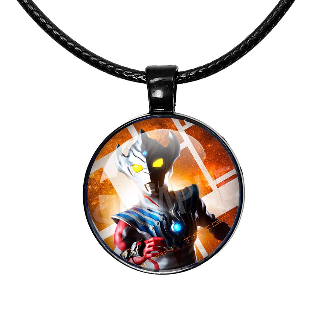 Diga Ultraman รอบจี้สีดํา Time Gem สร้อยคอผู้ชายผู้หญิงจี้เด็ก Superman Day 6 ของขวัญ