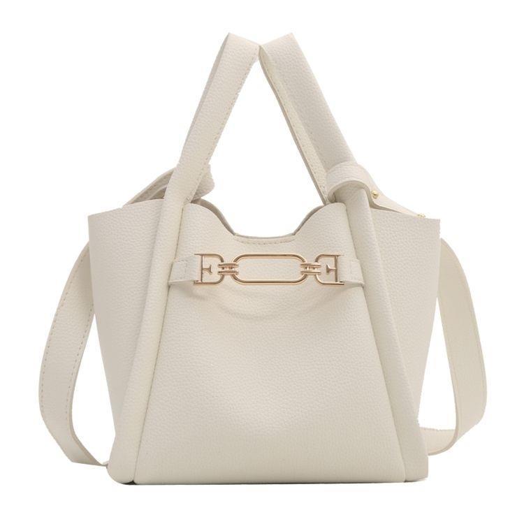Lychee PU Messenger Bag Elegant Design White Bucket Bag Sky Small Shoulder Bag Messenger Bag White A