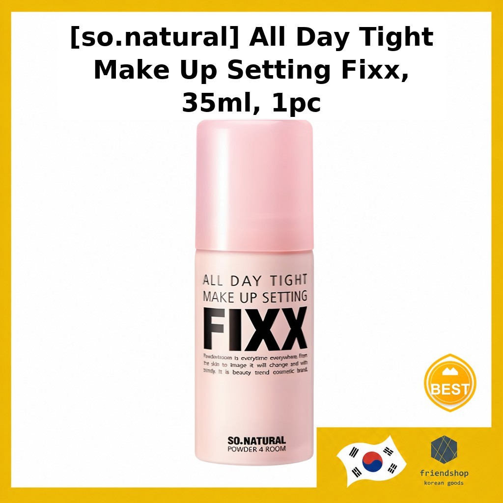 [so.natural] All Day Tight Make Up Setting Fixx, 35ml, 1pc / Korean Setting Spray / Long-Lasting Hol