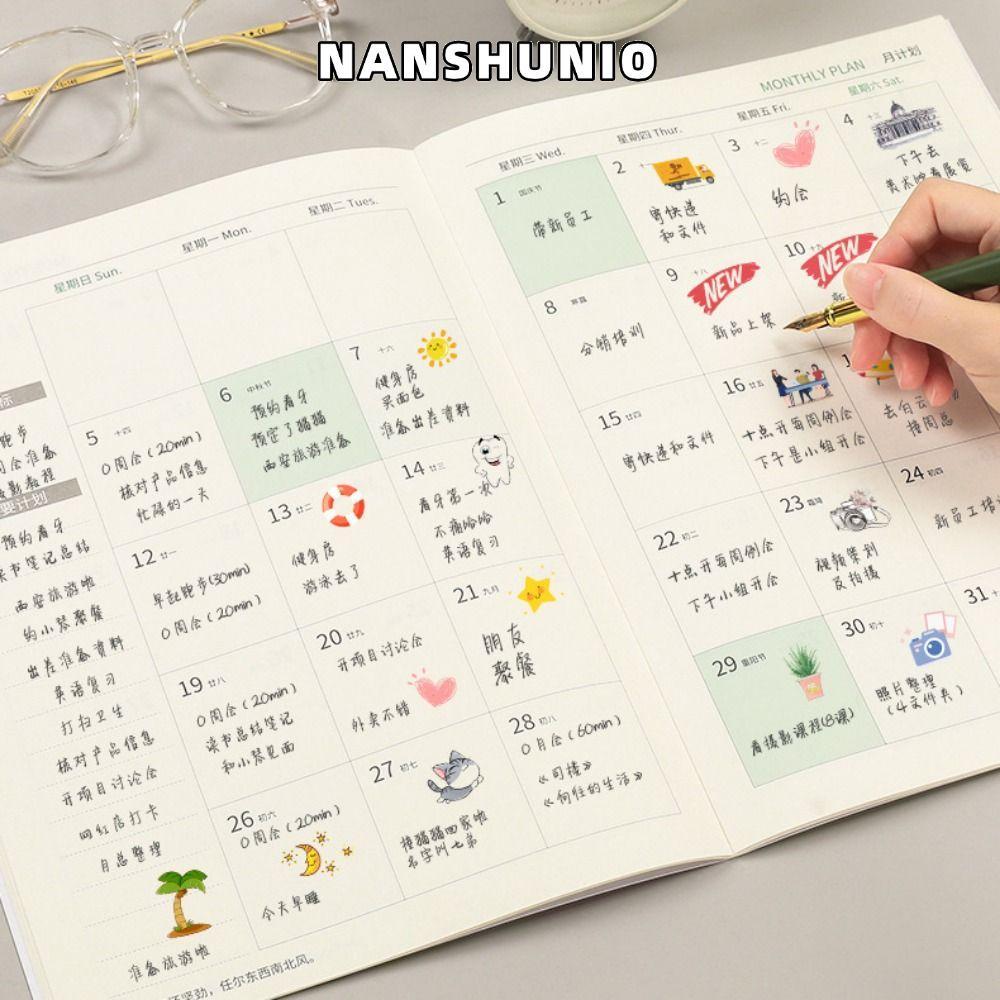 NANSUNIO 2026 Schedules Notebook, ประสิทธิภาพการทํางาน A4 A5 Planner Notebook, แผนการเรียนรู้ที่มีปร