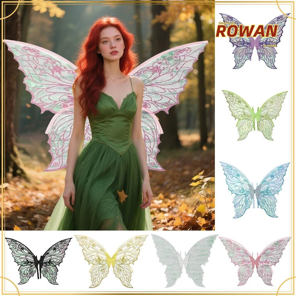 ROWANTH ปีกนางฟ้า, แต่งตัวปีกนางฟ้าประกาย, น่ารัก Organza Princess Angel Wing Cicada Wing สําหรับผู้