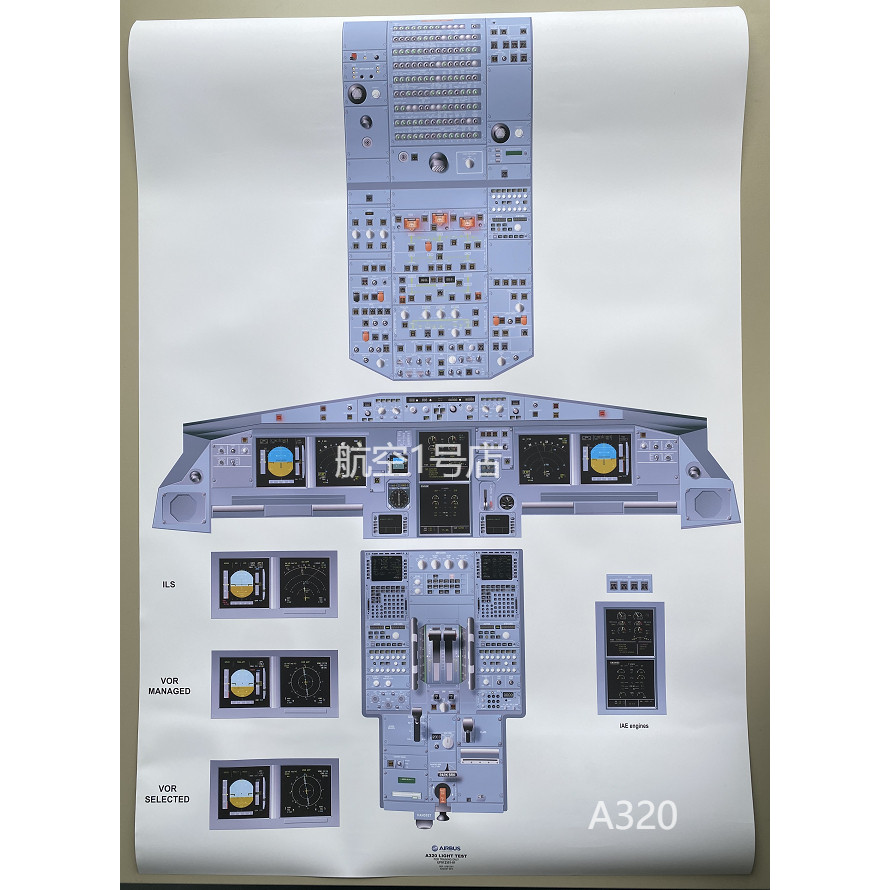 AIRBUS AIRBUS A320 จําลองแผนภูมิห้องนักบินการฝึกอบรมแผนภูมิผนัง 91 x 63.6 ซม.