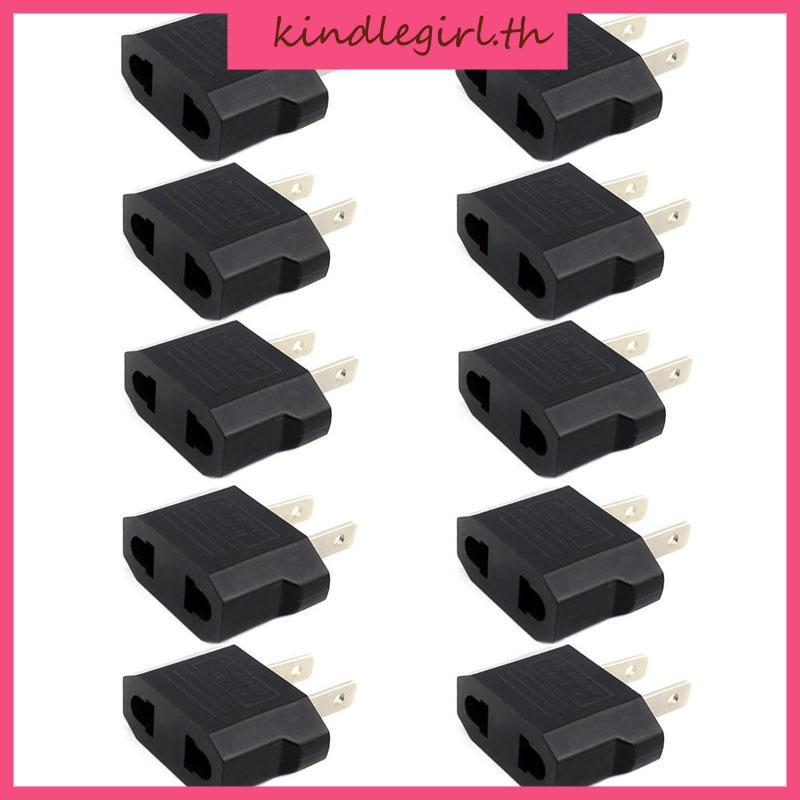 KING 10 ชิ้น US EU ถึง US Euro Euro Euro Euro Euro Euro Europe Plug Converter Travel Adapter ซ็อกเก็