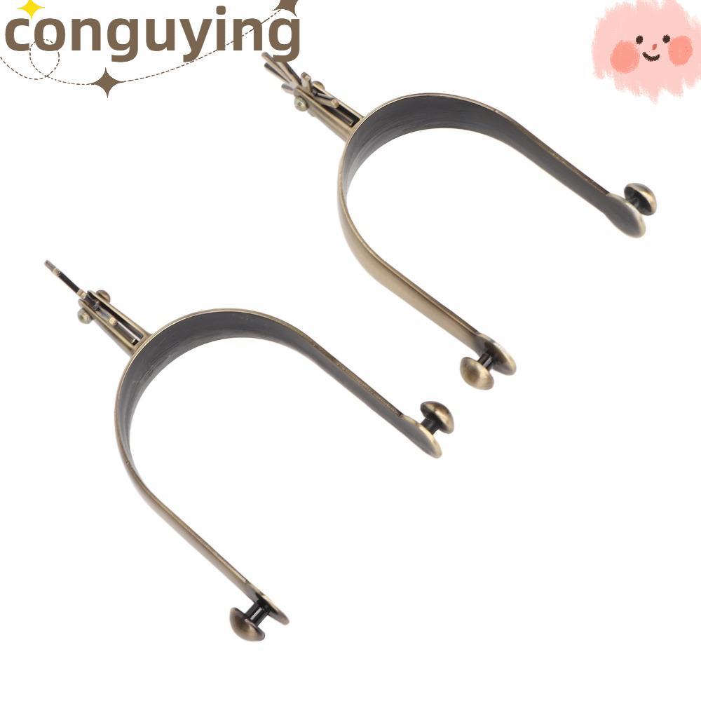 PONGUX 2 ชิ้น Western Spurs, Rust Proof ทองเหลือง Bronze Horse Spurs, ทนทานสังกะสีอัลลอยด์ Rotatable