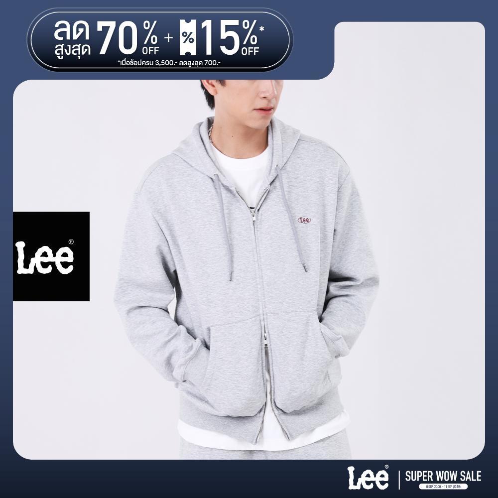 LEE เสื้อฮู้ดดี้มีซิปผู้ชาย คอลเลคชั่น Lee Bangkok รุ่น LE S426MZIPN02 สีเทา