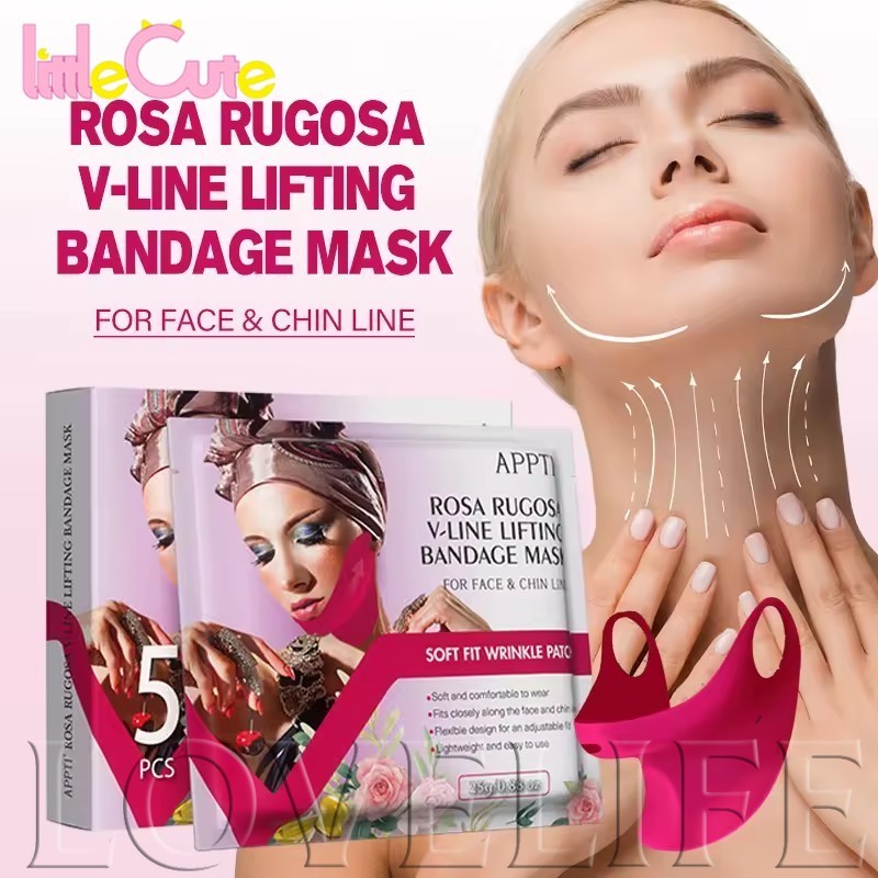 [FASHION] APPTI Rose Collagen Ear-Loop Mask - สําหรับ Double Chin Reduction - Firm Lift Bandage - Sk