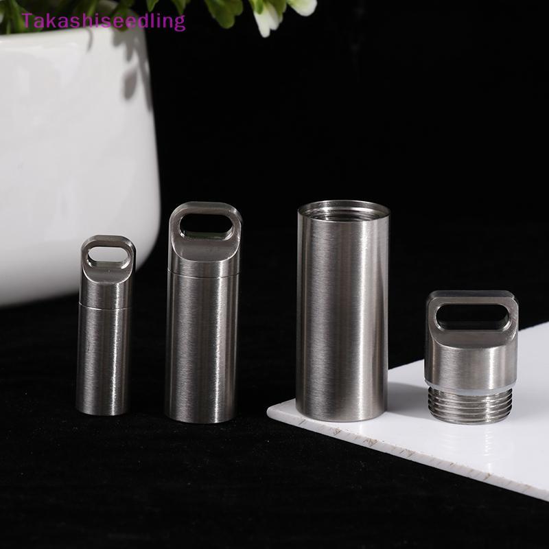 (Takashiseedling) Titanium Mini Waterproof Pill Box Portable Pill Container Pill Storage Case ใหม่