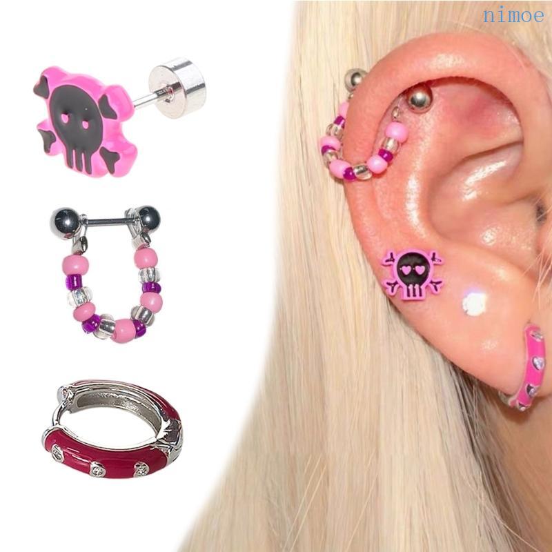 Nio Sparkling Ear Accessory Ear Pins Ear Studs Ear Buckles วัสดุโลหะผสมสําหรับ Egirls