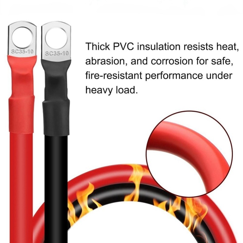 HAPPYH 2AWG สายแบตเตอรี่ 2AWG สายไฟอัตโนมัติทองแดงสายอ่อนสําหรับอินเวอร์เตอร์แบตเตอรี่ดีบุกทองแดงเหม