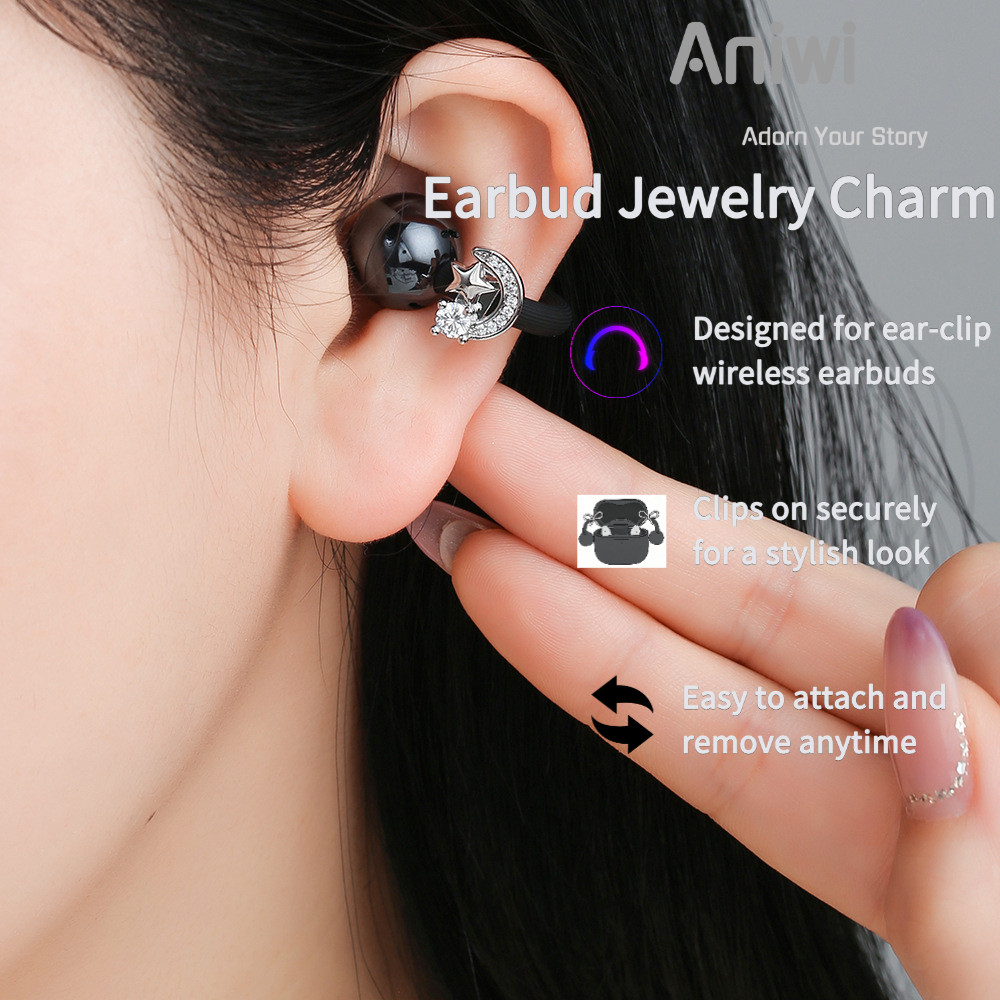 Aniwi|Moon Ring Star Diamond Buckle สําหรับ Huawei Freeclip 1/2 หูฟัง, อุปกรณ์เสริมคลิปหู, อุปกรณ์เสริมหูฟังบลูทูธ